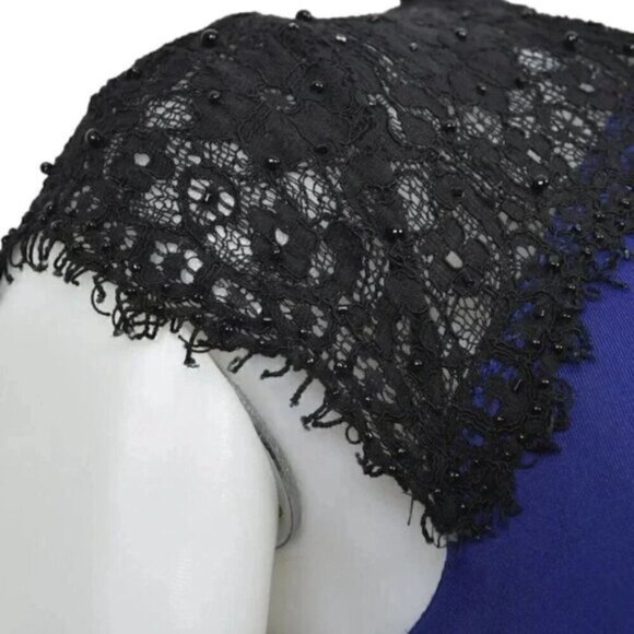 JS Boutique Sheath Dress Lace Beaded Sleeves Purple Black Size  4 - Picture 5 of 10